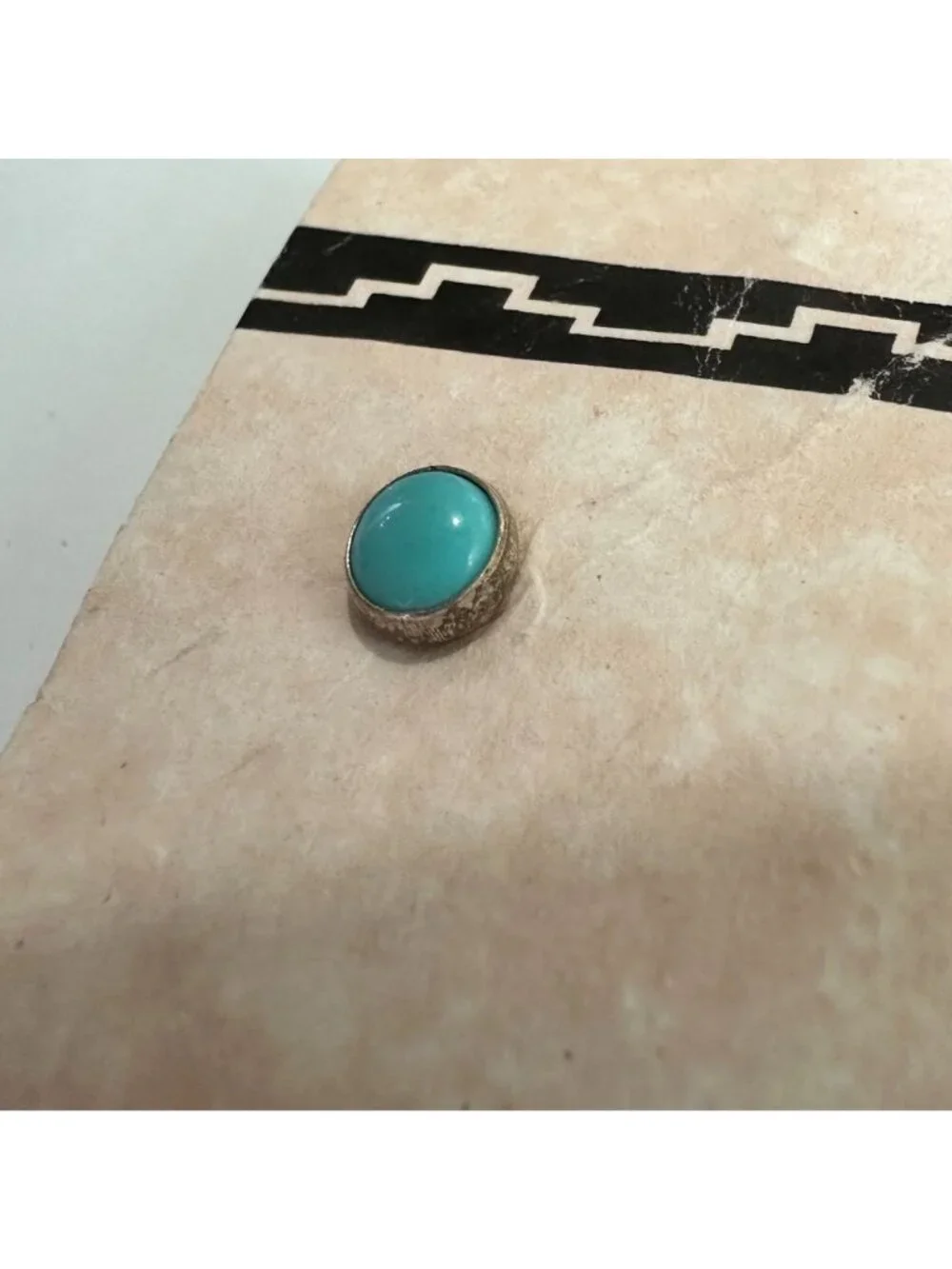 Vintage Turquoise Sterling Silver Stud Earrings With Southwestern Design - Picture 2 of 4